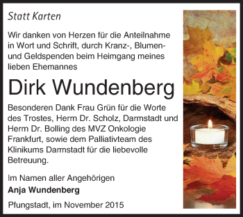 Traueranzeige von Dirk Wundenberg von trauer.echo-online.de
