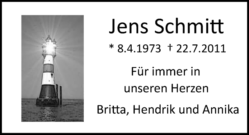  Traueranzeige für Jens Schmitt vom 22.07.2015 aus  WI-komplett