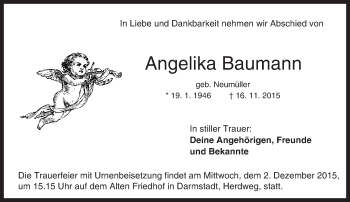 Traueranzeige von Angelika Baumann von trauer.echo-online.de