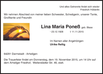 Traueranzeige von Lina Maria Poneß von trauer.echo-online.de