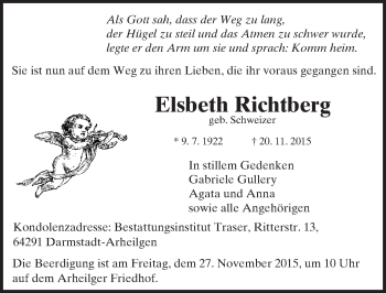 Traueranzeige von Elsbeth Richtberg von trauer.echo-online.de