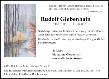 Traueranzeige von Rudolf Giebenhain von trauer.echo-online.de