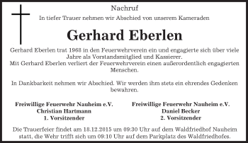 Traueranzeige von Gerhard Eberlen von trauer.echo-online.de