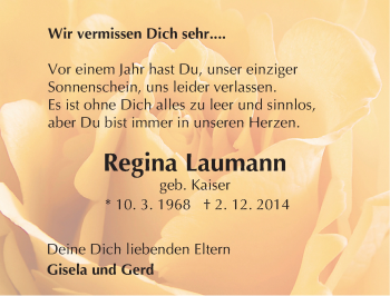 Traueranzeige von Regina Laumann von trauer.echo-online.de