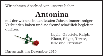 Traueranzeige von Antonina Castillo von trauer.echo-online.de