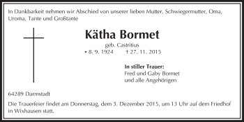 Traueranzeige von Kätha Bormet von trauer.echo-online.de