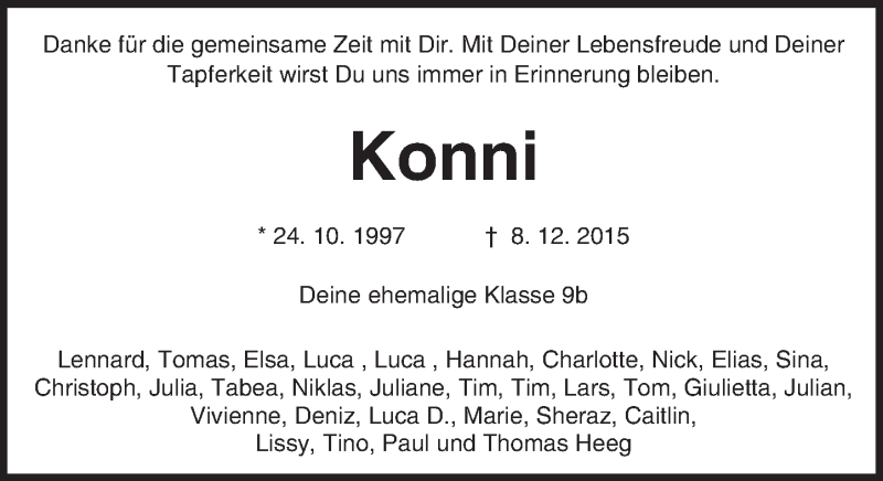  Traueranzeige für Konstantin Konni Rafflenbeul vom 12.12.2015 aus trauer.echo-online.de