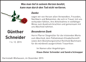 Traueranzeige von Günther Schneider von trauer.echo-online.de