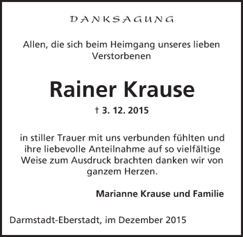 Traueranzeige von Rainer Krause von trauer.echo-online.de