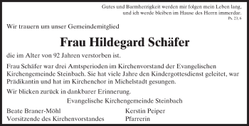 Traueranzeige von Hildegard Schäfer von trauer.echo-online.de