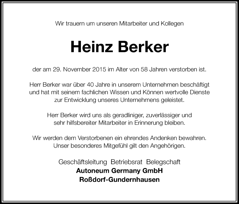  Traueranzeige für Heinz Berker vom 05.12.2015 aus trauer.echo-online.de