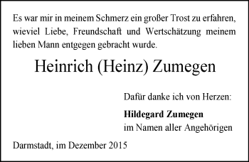 Traueranzeige von Heinrich Zumegen von trauer.echo-online.de