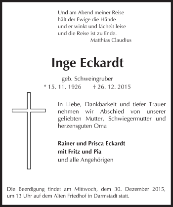 Traueranzeige von Inge Eckardt von trauer.echo-online.de