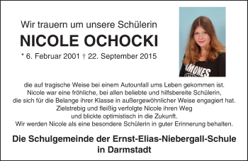 Traueranzeige von Nicole Ochocki von trauer.echo-online.de