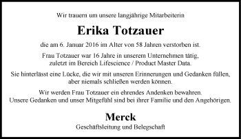 Traueranzeige von Erika Totzauer von trauer.echo-online.de