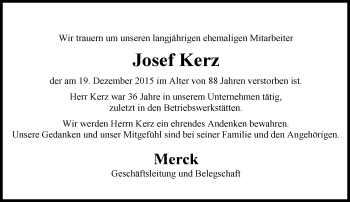 Traueranzeige von Josef Kerz von trauer.echo-online.de