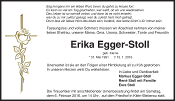Traueranzeige von Erika Egger-Stoll von trauer.echo-online.de