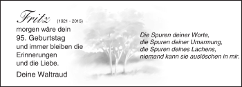 Traueranzeige von Fritz Reichelt von trauer.echo-online.de