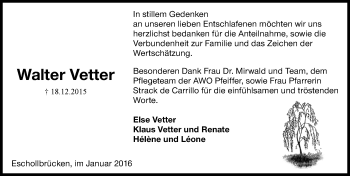 Traueranzeige von Walter Vetter von trauer.echo-online.de