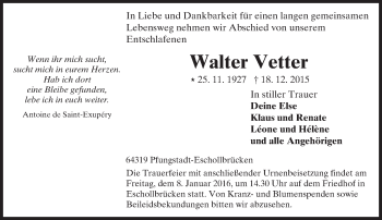 Traueranzeige von Walter Vetter von trauer.echo-online.de