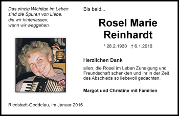 Traueranzeige von Rosel Marie Reinhardt von trauer.echo-online.de