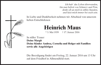 Traueranzeige von Heinrich Maus von trauer.echo-online.de