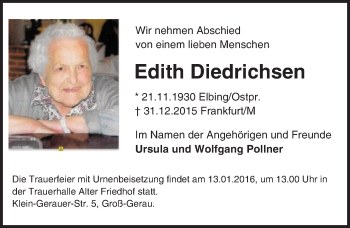 Traueranzeige von Edith Diedrichsen von trauer.echo-online.de