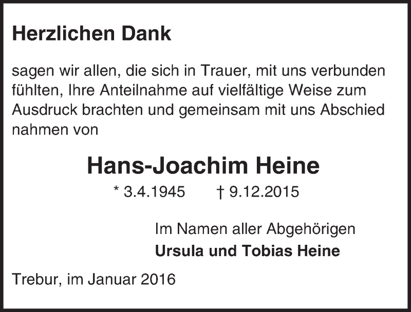  Traueranzeige für Hans-Joachim Heine vom 16.01.2016 aus trauer.echo-online.de