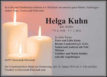 Traueranzeige von Helga Kuhn von trauer.echo-online.de