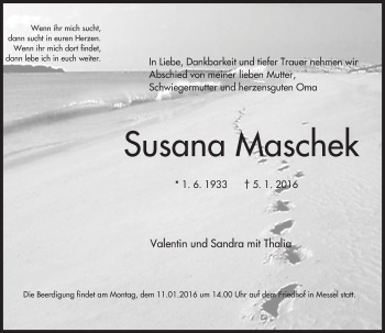 Traueranzeige von Susana Maschek von trauer.echo-online.de