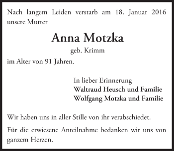 Traueranzeige von Anna Motzka von trauer.echo-online.de
