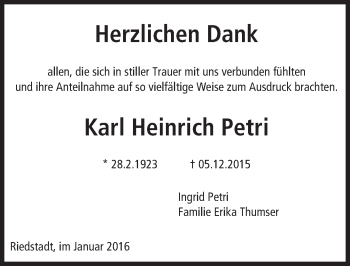 Traueranzeige von Karl Heinrich Petri von trauer.echo-online.de