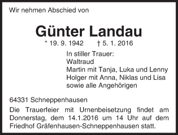 Traueranzeige von Günter Landau von trauer.echo-online.de