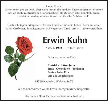 Traueranzeige von Erwin Kuhn von trauer.echo-online.de