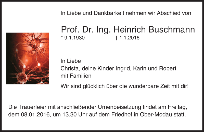  Traueranzeige für Heinrich Buschmann vom 07.01.2016 aus trauer.echo-online.de