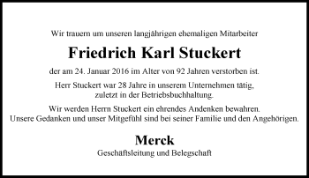 Traueranzeige von Friedrich Karl Stuckert von trauer.echo-online.de