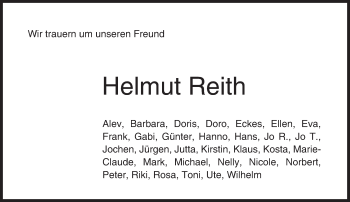 Traueranzeige von Helmut Reith von trauer.echo-online.de