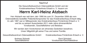 Traueranzeige von Karl-Heinz Atzbach von trauer.echo-online.de