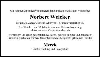 Traueranzeige von Norbert Weicker von trauer.echo-online.de
