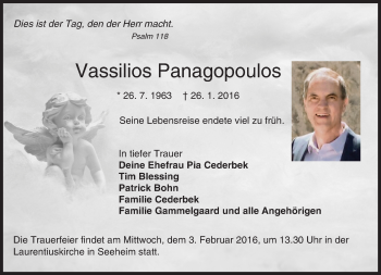 Traueranzeige von Vassilios Panagopoulos von trauer.echo-online.de