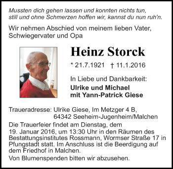 Traueranzeige von Heinz Storck von trauer.echo-online.de