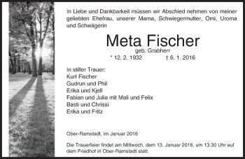 Traueranzeige von Meta Fischer von trauer.echo-online.de