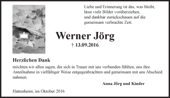 Traueranzeige von Werner Jörg von Trauerportal Rhein Main Presse