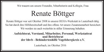 Traueranzeige von Renate Böttger von VRM Trauer