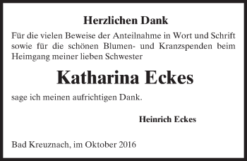 Traueranzeige von Katharina Eckes von Trauerportal Rhein Main Presse