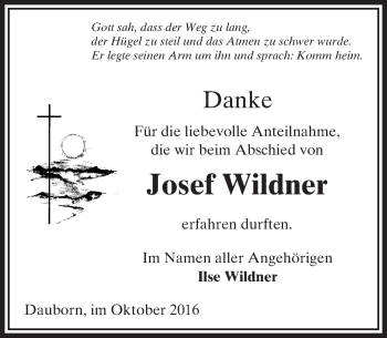 Traueranzeige von Josef Wildner von  Camberger Anzeiger