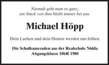 Traueranzeige von Michael Höpp von  Kreisanzeiger