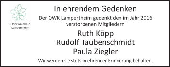 Traueranzeige von In Gedenken  von Trauerportal Echo Online