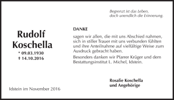 Traueranzeige von Rudolf Koschella von Trauerportal Rhein Main Presse