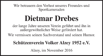 Traueranzeige von Dietmar Drebes von Trauerportal Rhein Main Presse